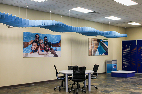 Fi Interiors Surge acoustical ceiling baffle system
